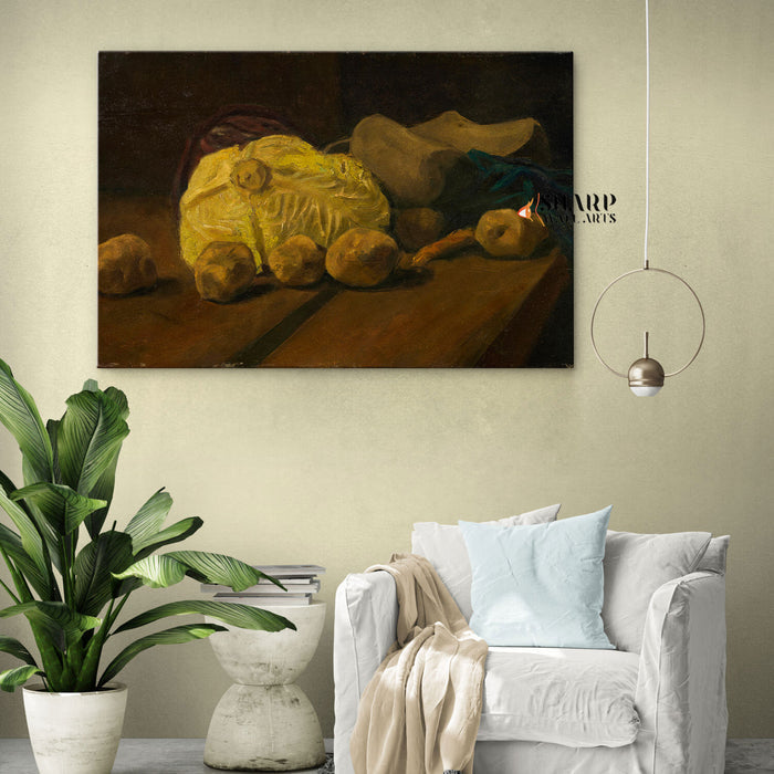 Vincent van Gogh Still Life With Cabbage And Clogs Canvas Wall Art