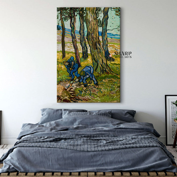Vincent van Gogh Two Diggers Among Trees Canvas Wall Art