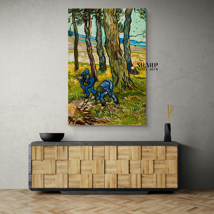 Vincent van Gogh Two Diggers Among Trees Canvas Wall Art