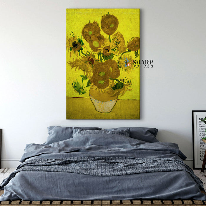 Vincent van Gogh Vase With Fifteen Sunflowers Canvas Wall Art