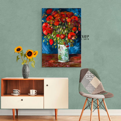 Vincent Van Gogh Vase With Poppies Canvas Wall Art