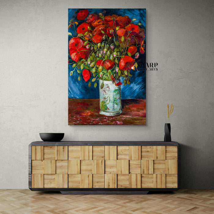 Vincent Van Gogh Vase With Poppies Canvas Wall Art