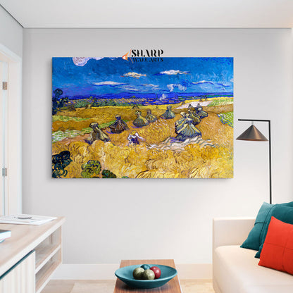 Vincent van Gogh Wheatfield With A Reaper Canvas Wall Art