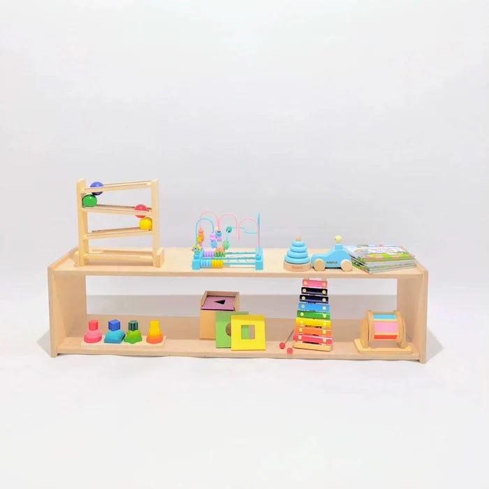 Shop now for the B4BRAIN Montessori Shelf, designed to promote independence and organization with a durable, child-friendly, and minimalist design perfect for any nursery or playroom!