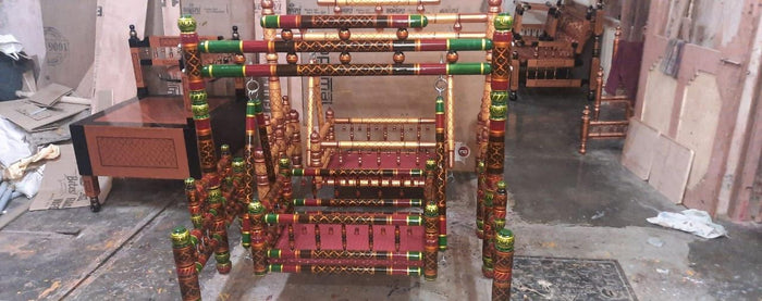 Wooden Pure Teak Wood Big Cradle With Parna