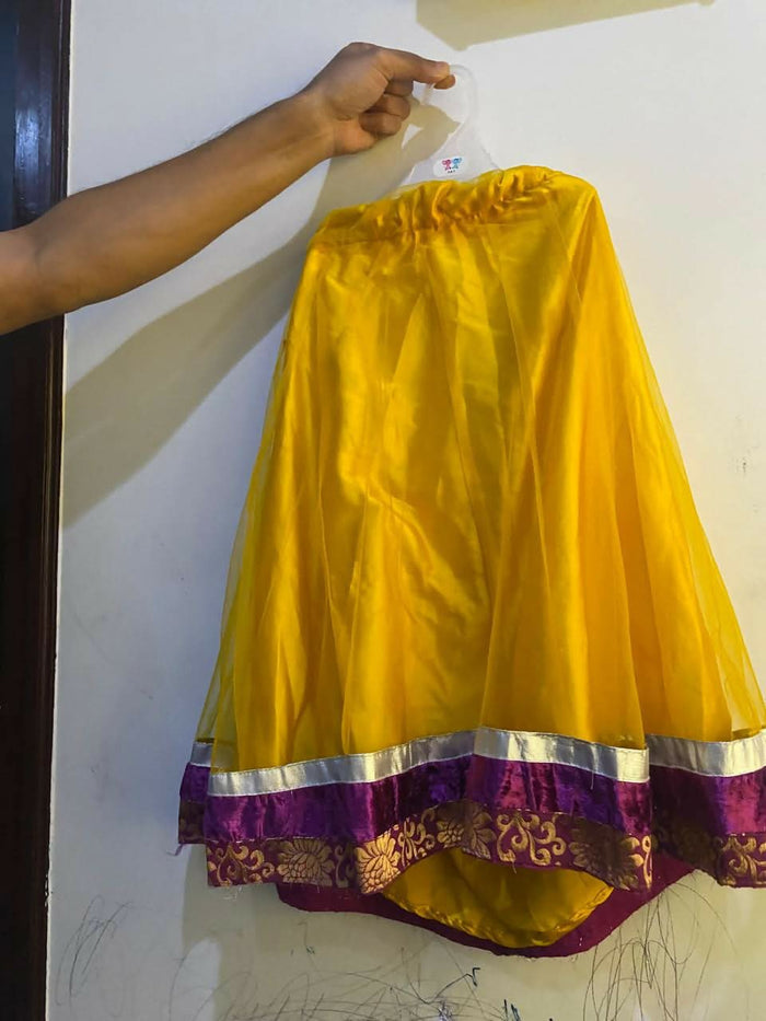Dress your little one in this vibrant Yellow and Purple Traditional Chaniya Choli for a stunning, festive look!