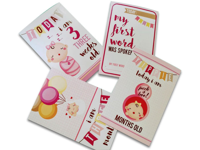ZOOPLAY Baby Girl Milestone Cards - Pack of 24